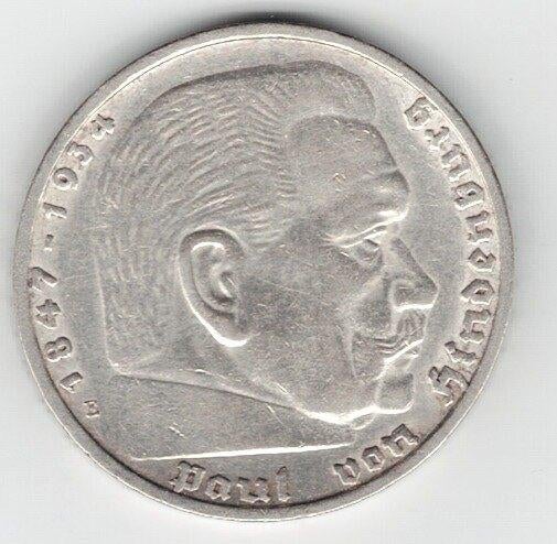 26-633 Duitsland 5 mark 1936E, Postzegels en Munten, Munten | Europa | Niet-Euromunten, Ophalen of Verzenden, Duitsland, Losse munt