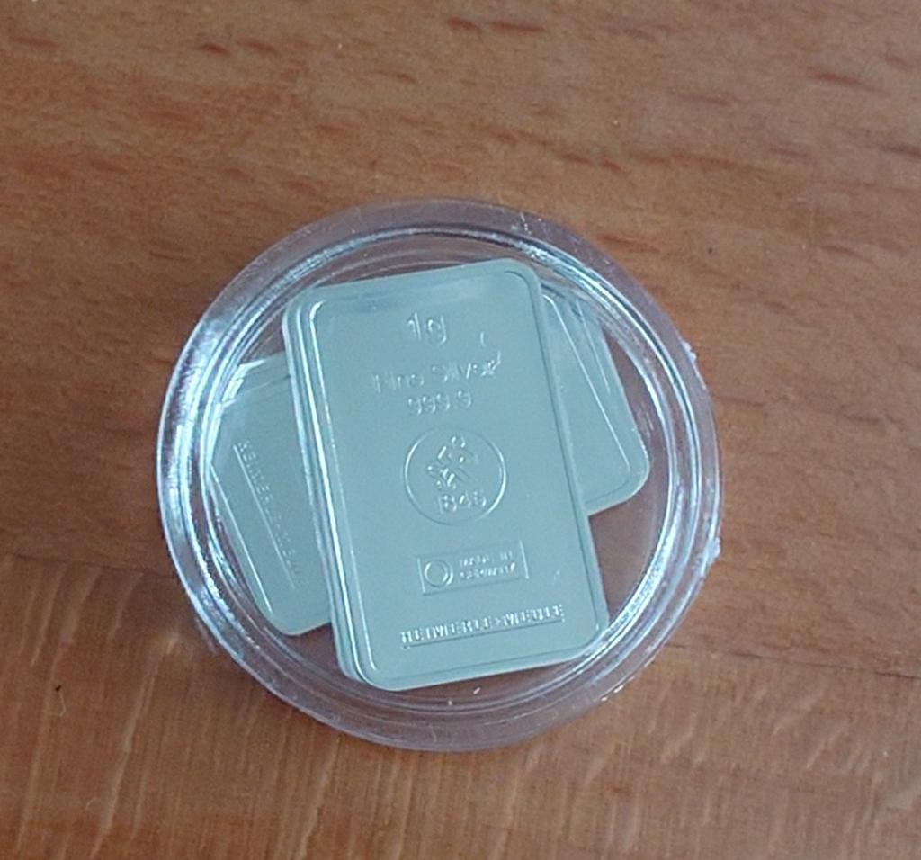 Heimerle+Meule 5 x 1 gram - 999.9 zilver, Ophalen of Verzenden, Zilver