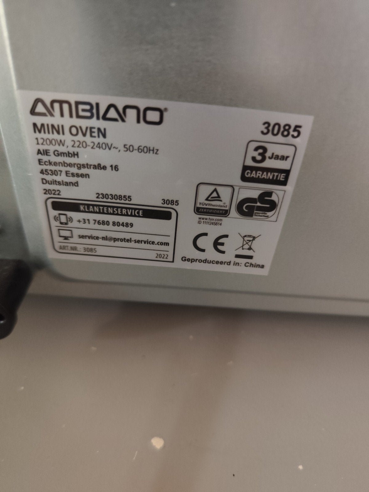 Ambiano mini oven, Ophalen of Verzenden, Zo goed als nieuw, Minder dan 60 cm, Minder dan 85 cm