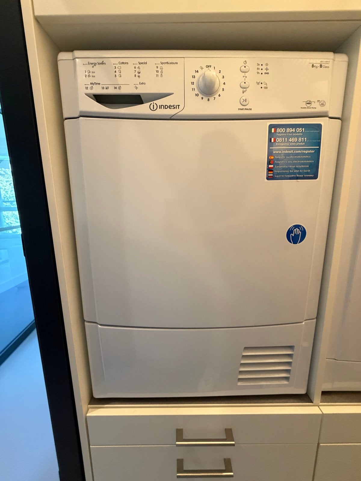 Indesit Condensdroger (8kg) - Perfecte staat (Lift aanwezig), Witgoed en Apparatuur, Wasdrogers, Ophalen, 8 tot 10 kg, Zo goed als nieuw