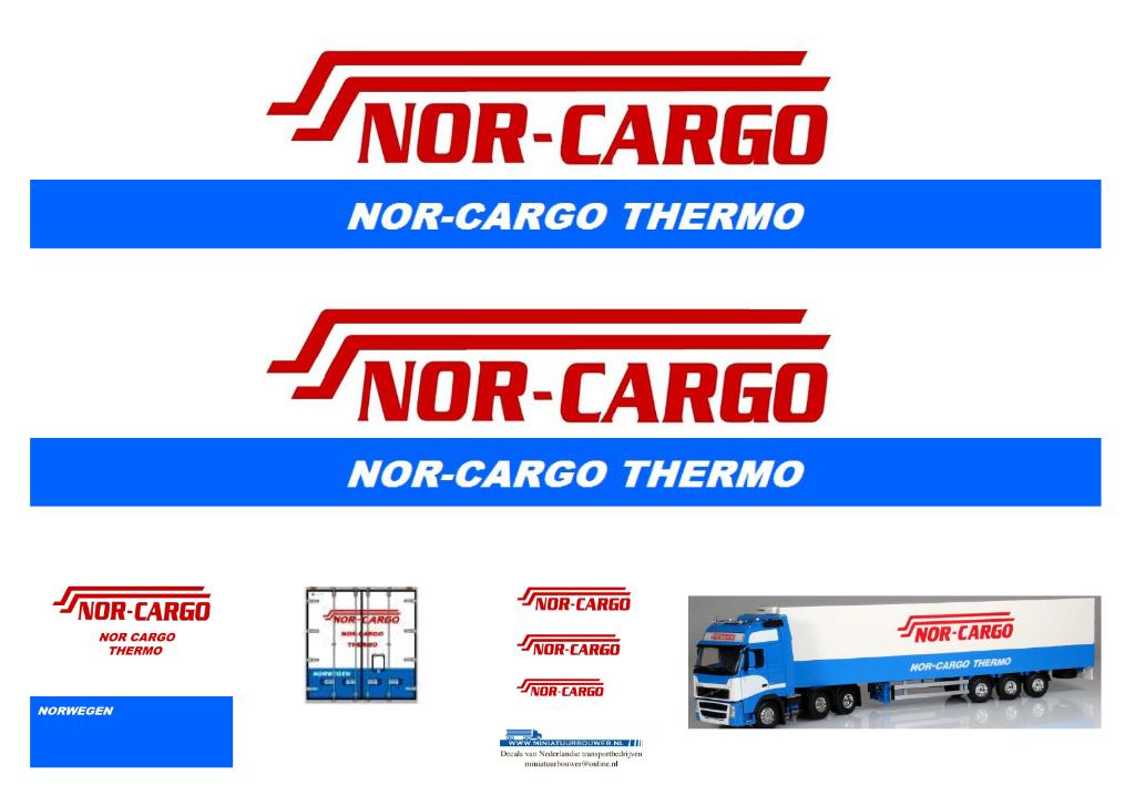 Vrachtauto decal 1:50 Nor-Cargo transport Noorwegen type1, Verzenden, Nieuw, Bus of Vrachtwagen, Overige merken