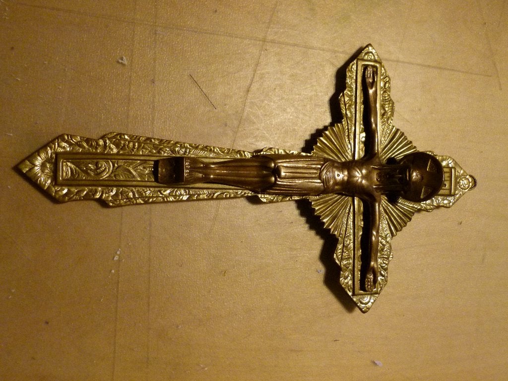 Antiek kruisbeeld. Ayez pitie de nous., Antiek en Kunst, Antiek | Religie, Ophalen