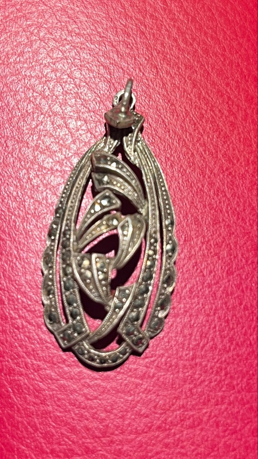 Vintage Zilveren Hanger met Markasiet, Gebruikt, Overige voorstellingen, Ophalen of Verzenden, Zilver