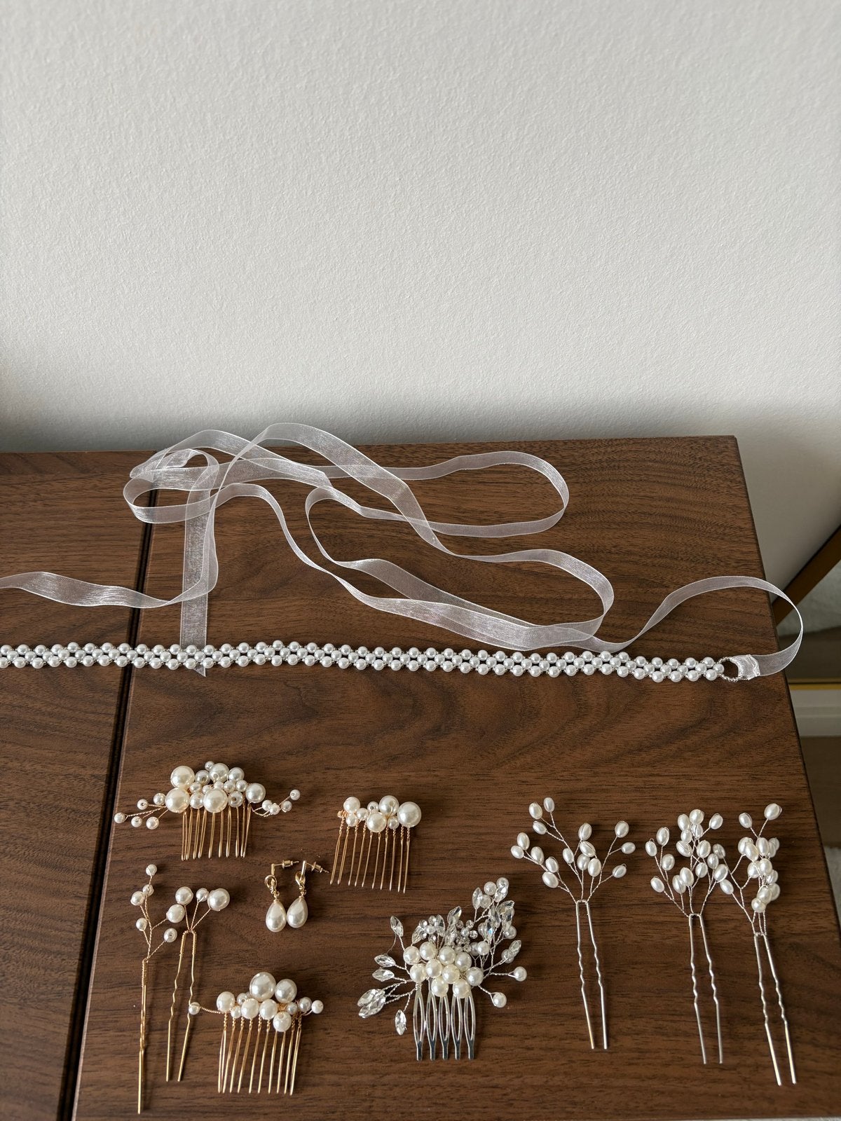 Bruidshaaraccessoires set met parels en kristallen, Verzenden, Nieuw, Wit, Accessoires
