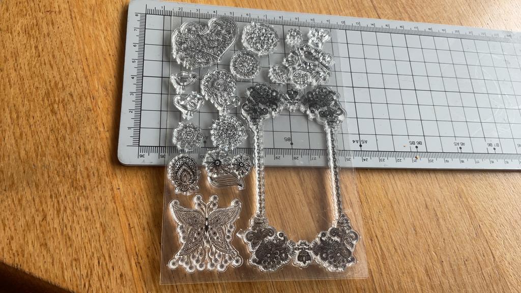 Stempelset vlinder bloemen en frame, niet gebruikt set 5, Hobby en Vrije tijd, Ophalen of Verzenden, Zo goed als nieuw, Overige thema's