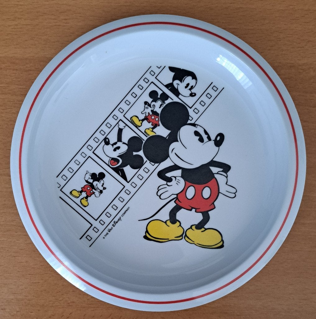 MICKEY MOUSE Melamine bord - 22 cm doorsnee, Ophalen of Verzenden, Overige figuren, Gebruikt, Gebruiksvoorwerp