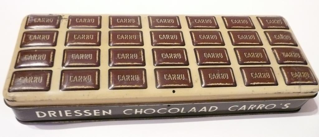 brocante blik Driessen chocolaad carro's, Verzamelen, Blikken, Ophalen, Gebruikt, Koek(jes)