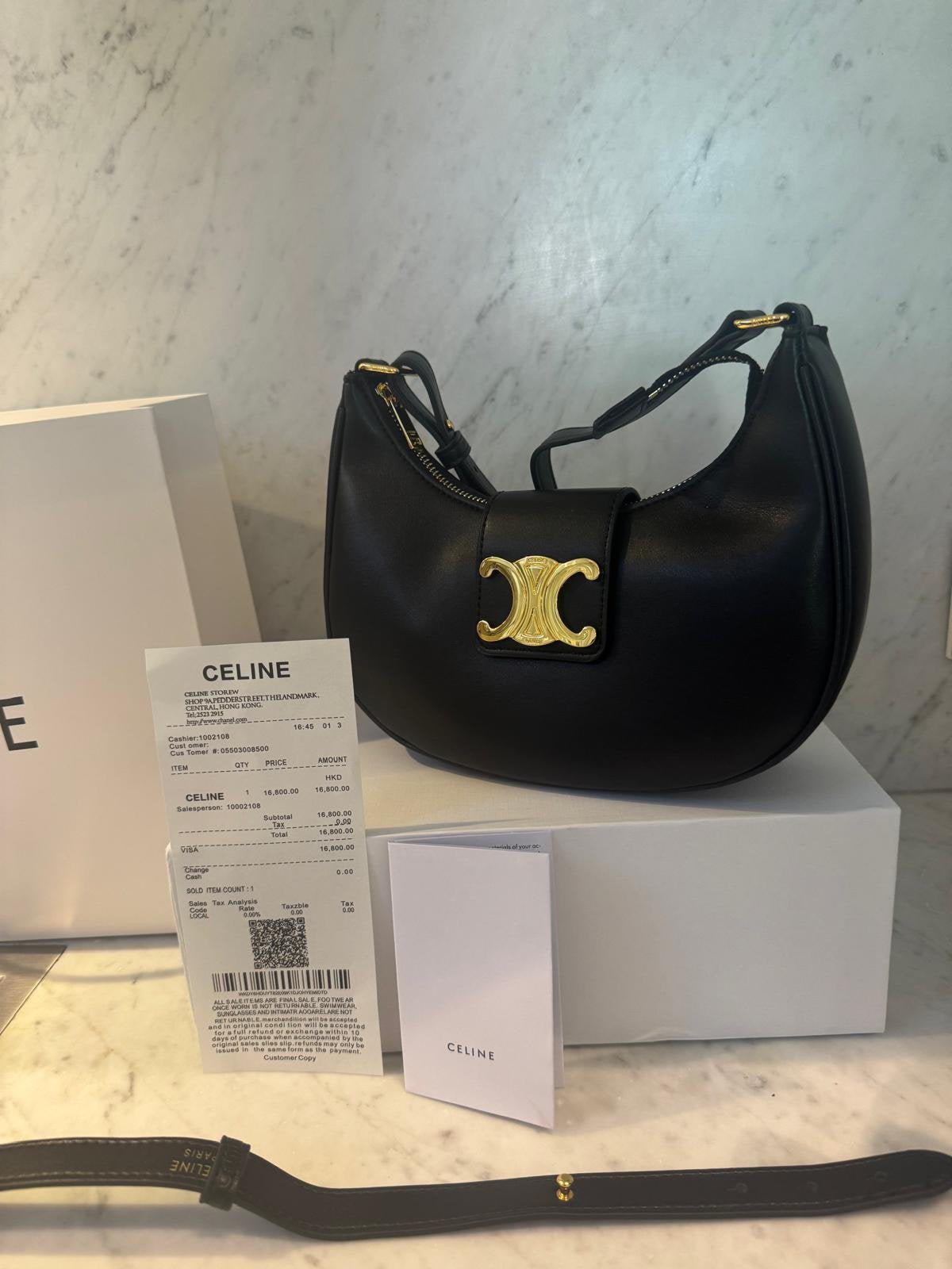 Céline Triomphe Ava Schoudertas Zwart, Verzenden, Nieuw, Zwart, Schoudertasje