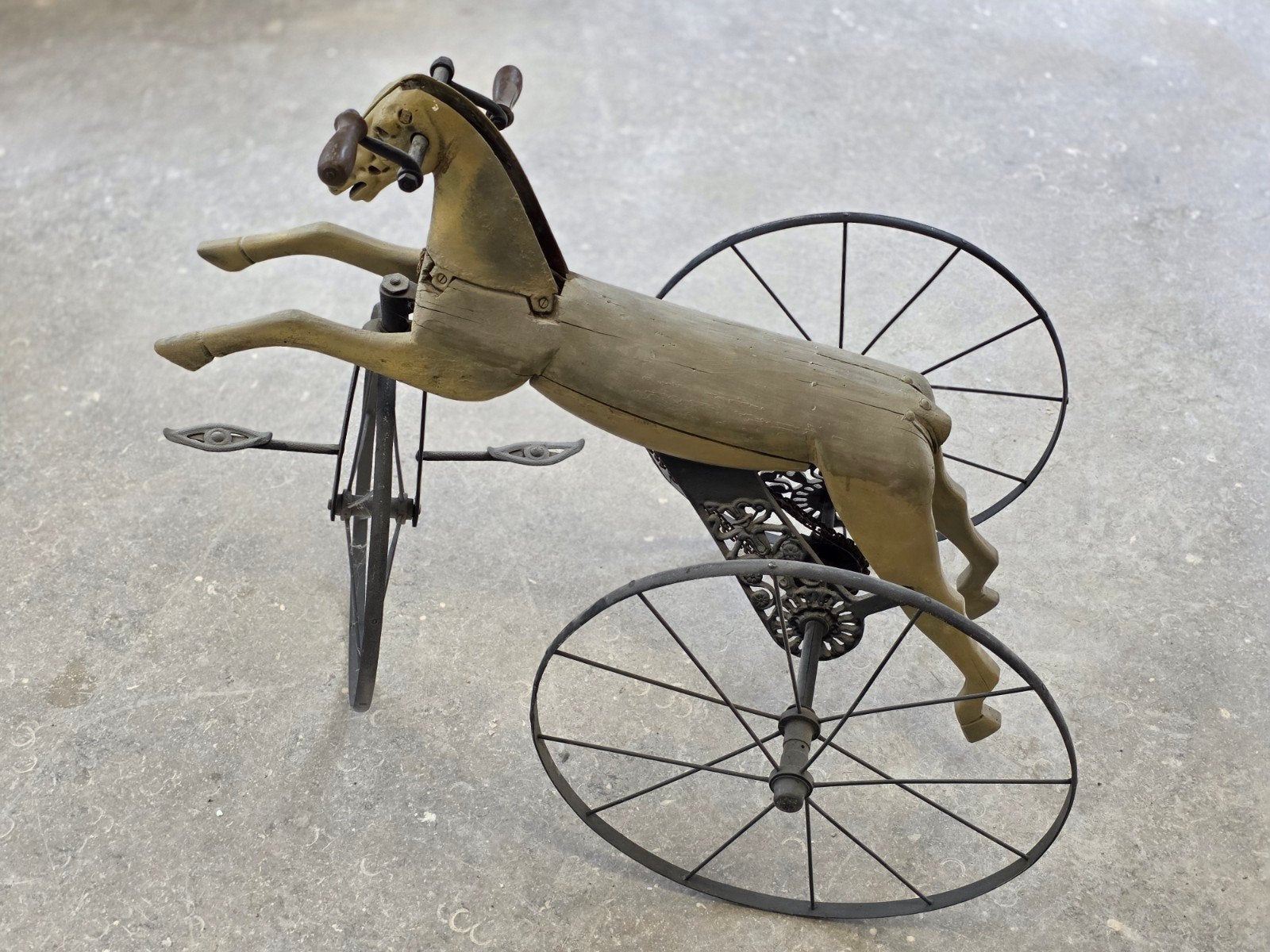 Antiek Frans paardenfietsje velocipede hout/metaal, Ophalen of Verzenden