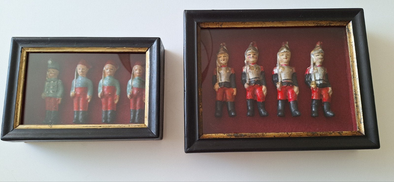 Oude Franse Bon Dufour Soldaatjes in vitrine kastjes, Ophalen of Verzenden