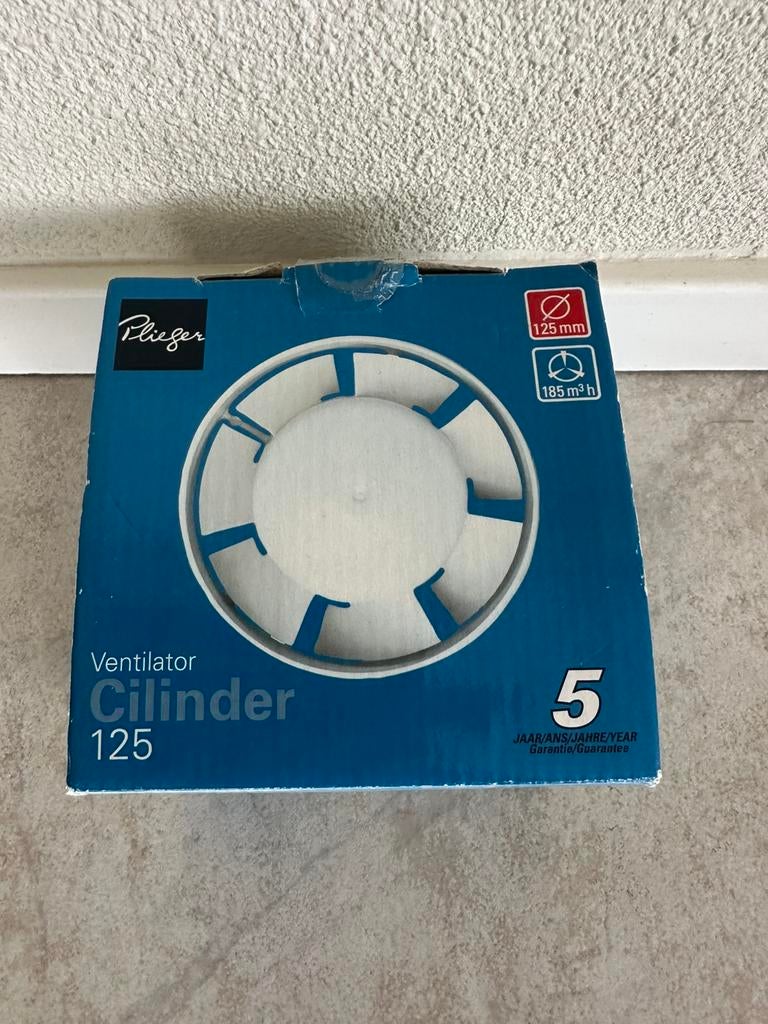 Plieger badkamer ventilator cilinder diam 125 cm 16W 185m3, Ophalen of Verzenden, Nieuw, Ventilator