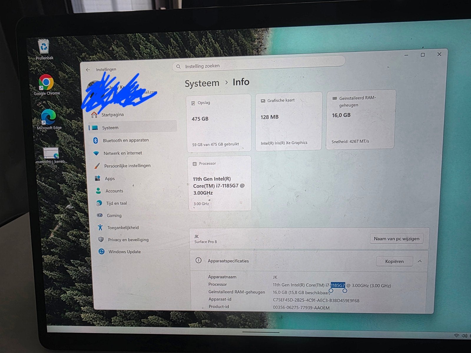 Microsoft Surface Pro 8 i7 16GB RAM 512GB SSD, Computers en Software, Windows Tablets, Ophalen of Verzenden, Zo goed als nieuw