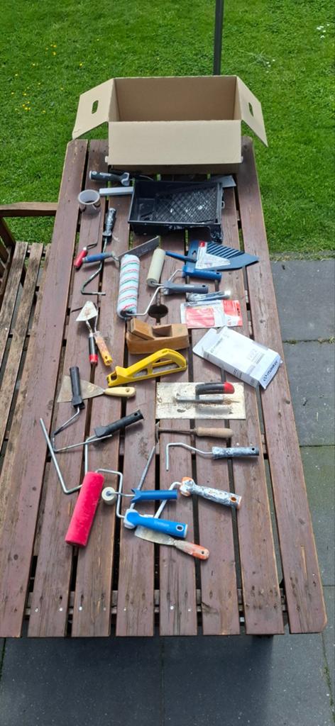 Schildersspullen, rollers, glaswerfsel, gereedschap verf, Doe-het-zelf en Verbouw, Schildersmaterialen, Ophalen of Verzenden, Gebruikt