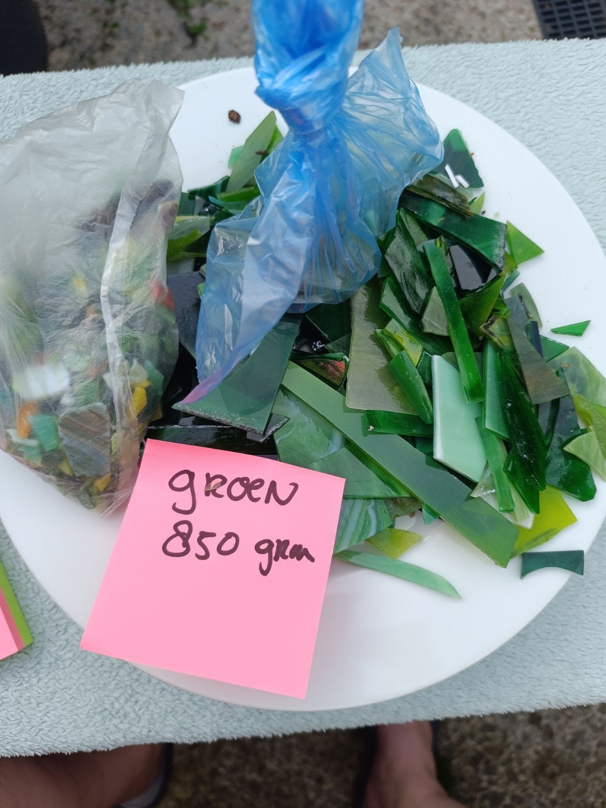 Groene glas mozaïek stukjes - 850 gram, Ophalen of Verzenden