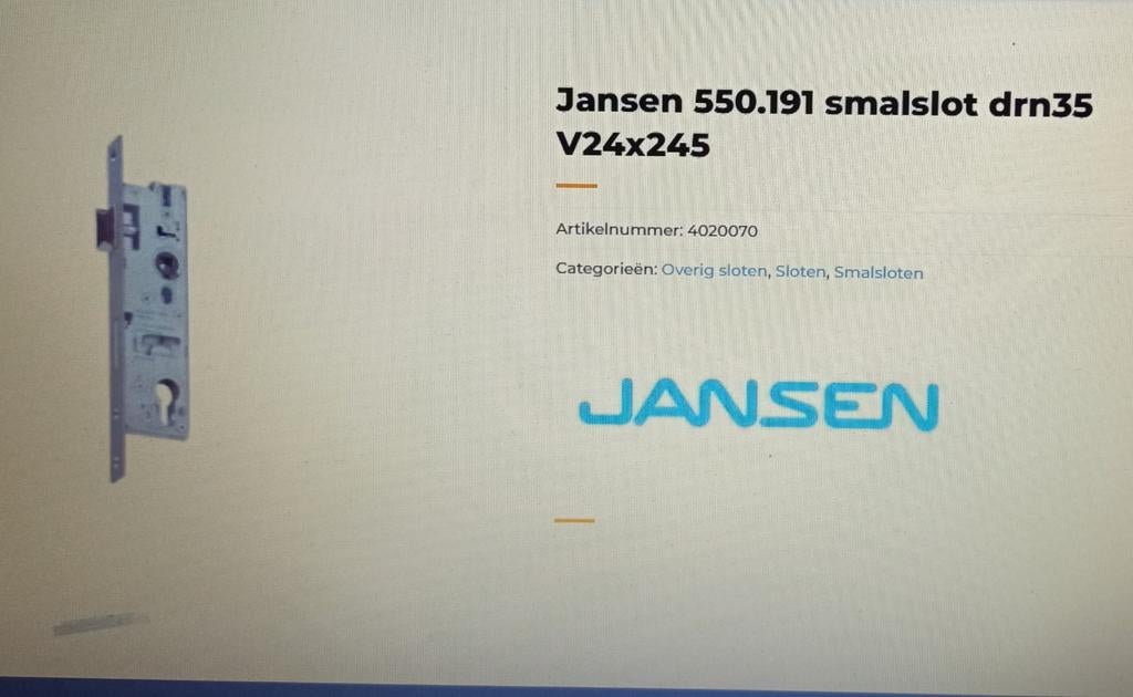 veiligheidsslot 4x Jansen 550.191 smalslot drn35 V24x245, Doe-het-zelf en Verbouw, Hang- en Sluitwerk, Ophalen of Verzenden, Zo goed als nieuw
