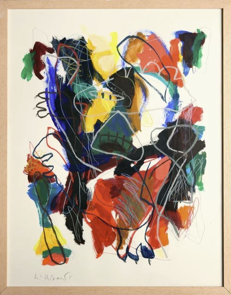Confrontatie - Guido Goedheer - gemengde techniek, Antiek en Kunst, Ophalen, Abstract, Papier/karton, Achter glas