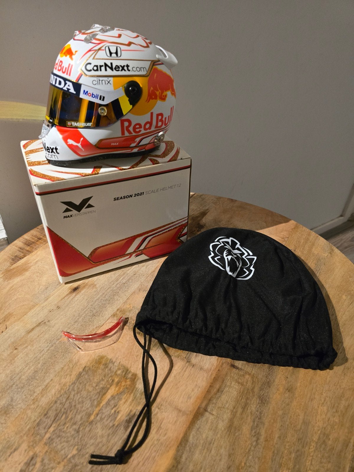 Max Verstappen 2021 Wereldkampioen Helm 1:2 – Compleet, Ophalen of Verzenden, Zo goed als nieuw, Formule 1