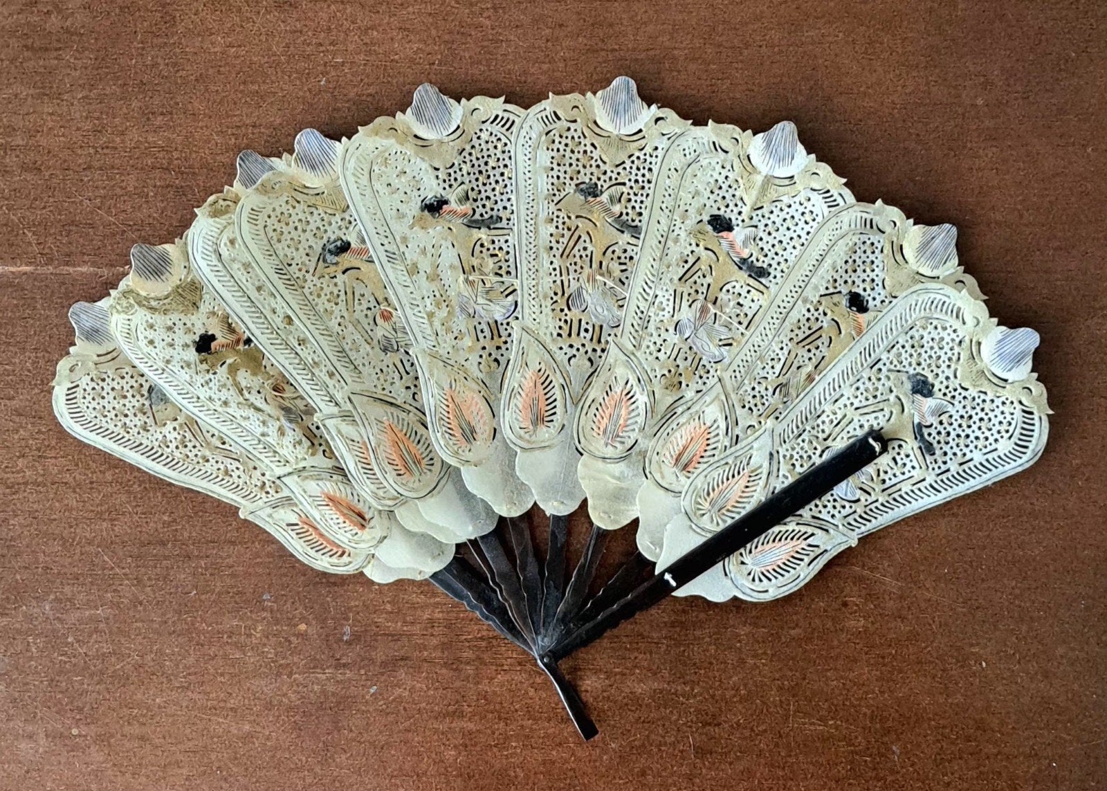 2 antieke Indonesische waaiers, Ophalen, Natuurlijk materiaal, Beige, Handgemaakt