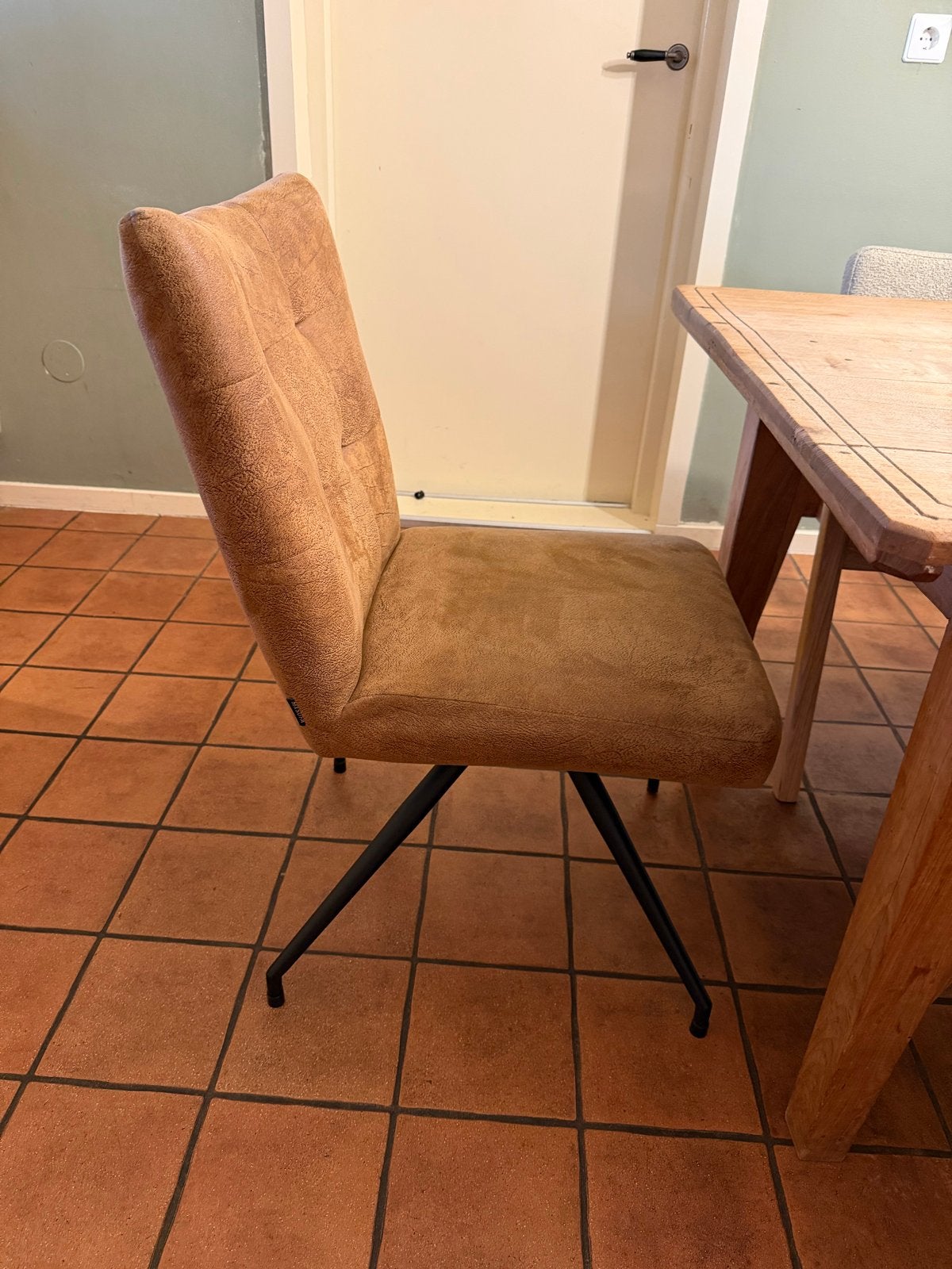 6 moderne eetkamerstoelen - Mxsofa, Ophalen, Gebruikt, Bruin, Stof
