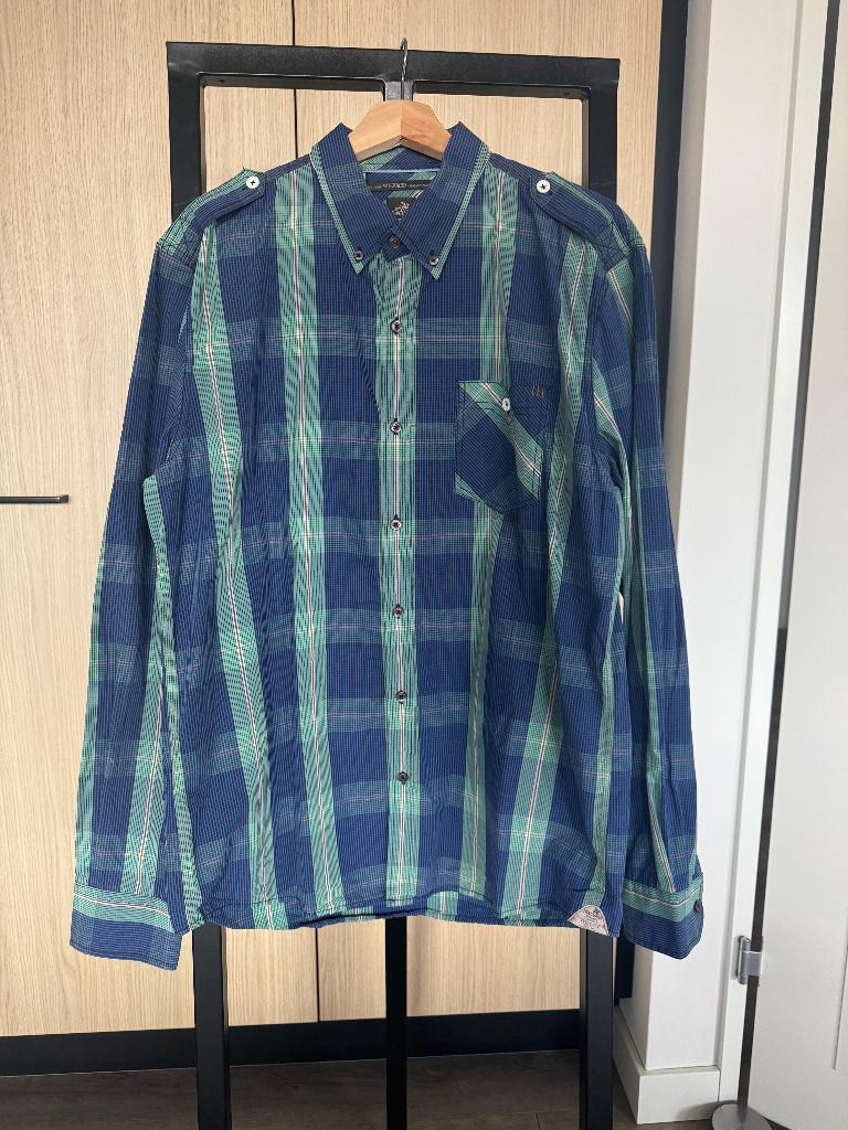 Vanguard - XL - Overhemd blauw groen met blokjes, Blauw, Ophalen of Verzenden, Zo goed als nieuw, Vanguard