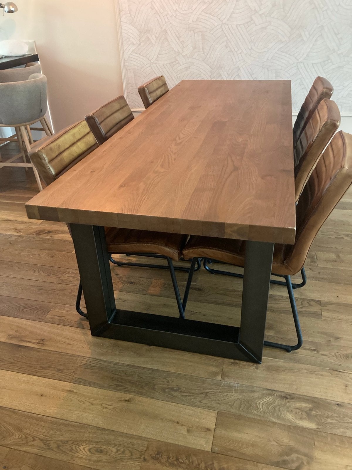 Massief houten eettafel 240 x 90, Huis en Inrichting, Tafels | Eettafels, Ophalen, Eikenhout, 200 cm of meer, 50 tot 100 cm