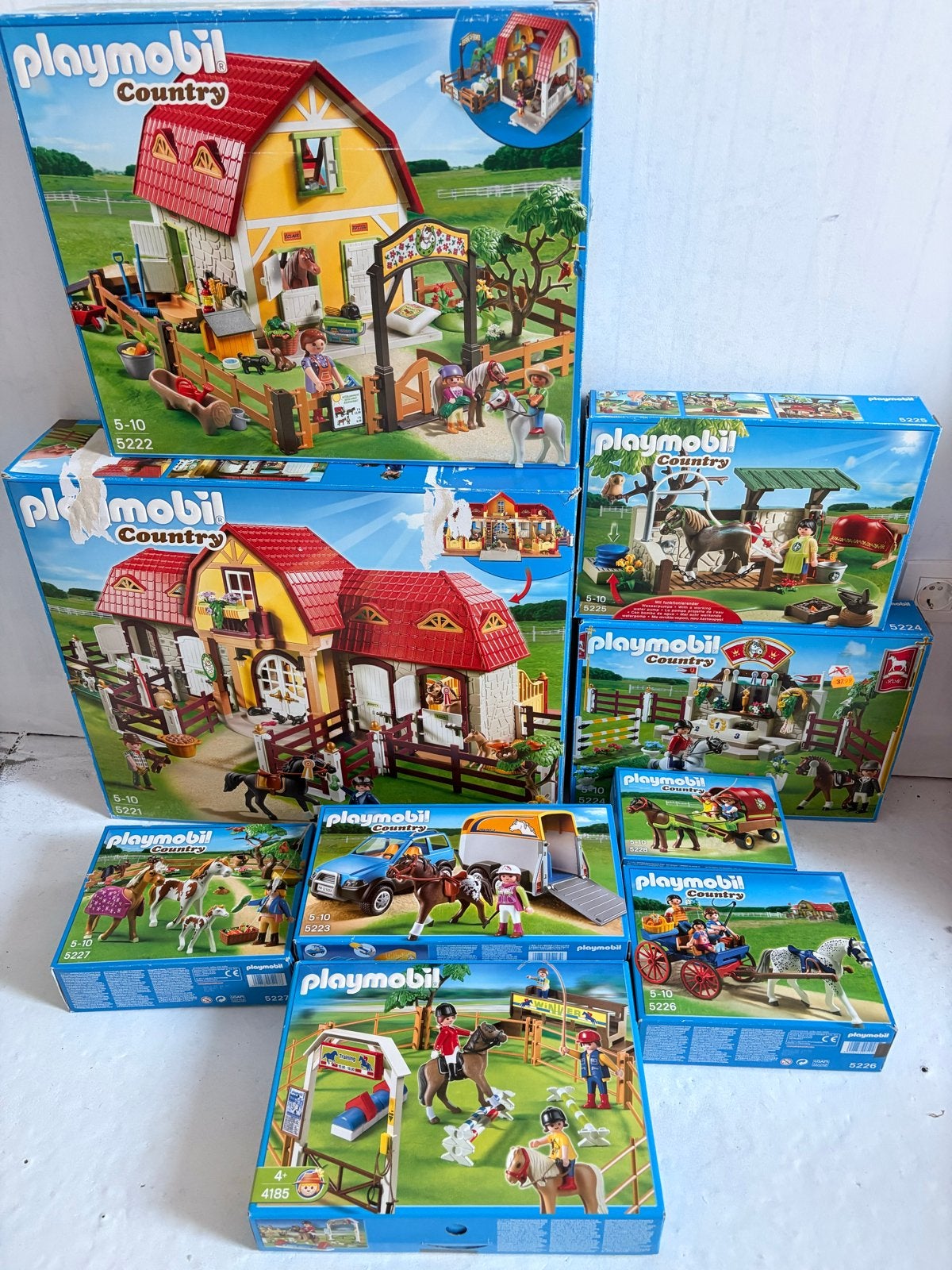 Complete Playmobil Country reeks 5221-5229 + 4185, Gebouw, Complete set, Ophalen of Verzenden, Zo goed als nieuw