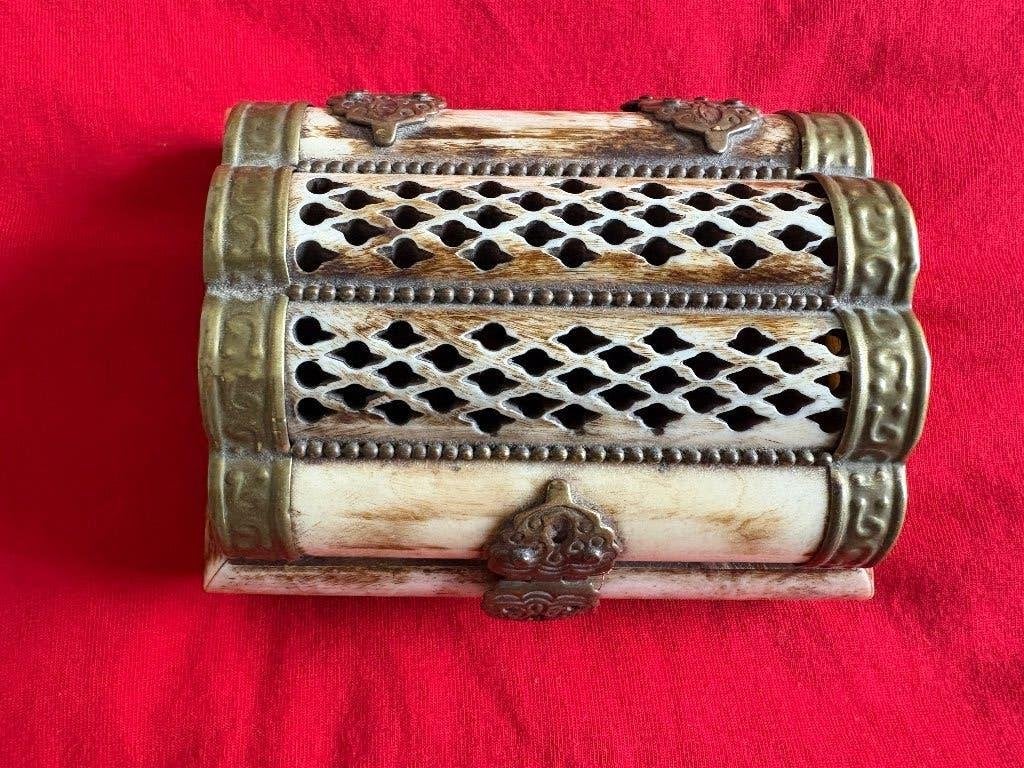 Antiek – Luxe Sierkist van Been & Messing (circa 1800), Ophalen of Verzenden