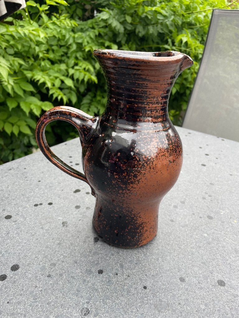 Vintage kan, tenmoku glazuur stijl 23cm, Ophalen of Verzenden
