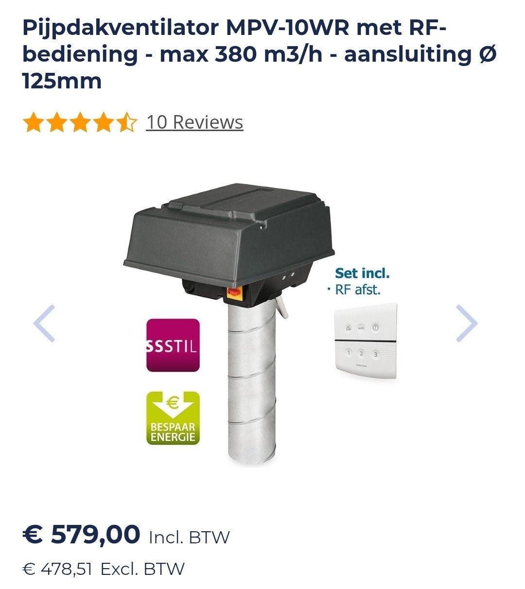 Orcon MPV-10WR Ventilator - Nieuw in doos, compleet, Ophalen of Verzenden, Nieuw