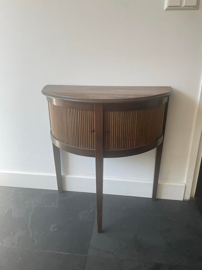 Vintage Halfronde Console Tafel met Roldeur, Ophalen