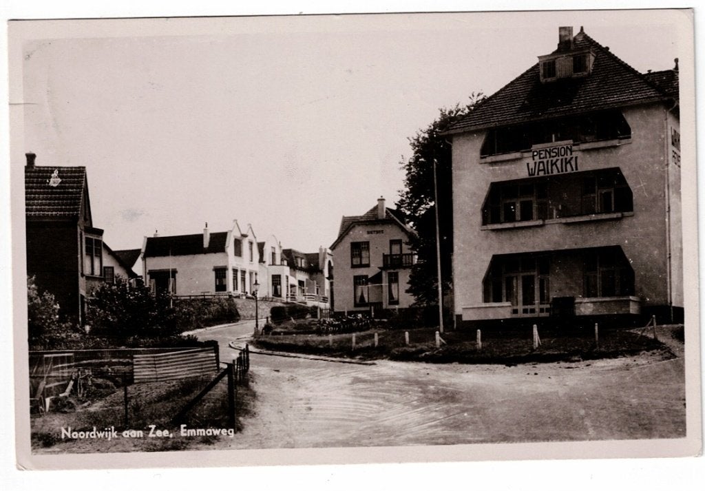 Noordwijk aan Zee 1949. Pension Waikiki aan de Emmaweg., Ophalen of Verzenden, 1940 tot 1960, Gelopen, Zuid-Holland