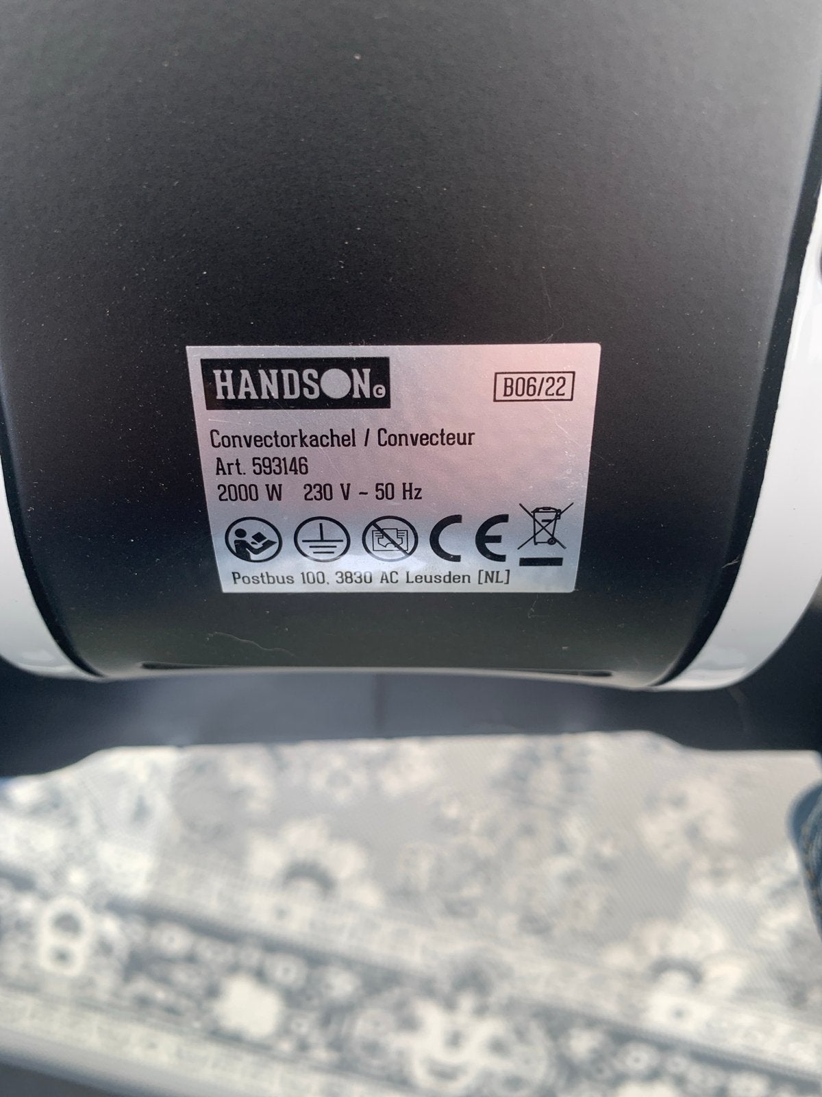 Handson Convectorkachel 2000W - Zo goed als nieuw, Ophalen, Zo goed als nieuw, 800 watt of meer, Kachel
