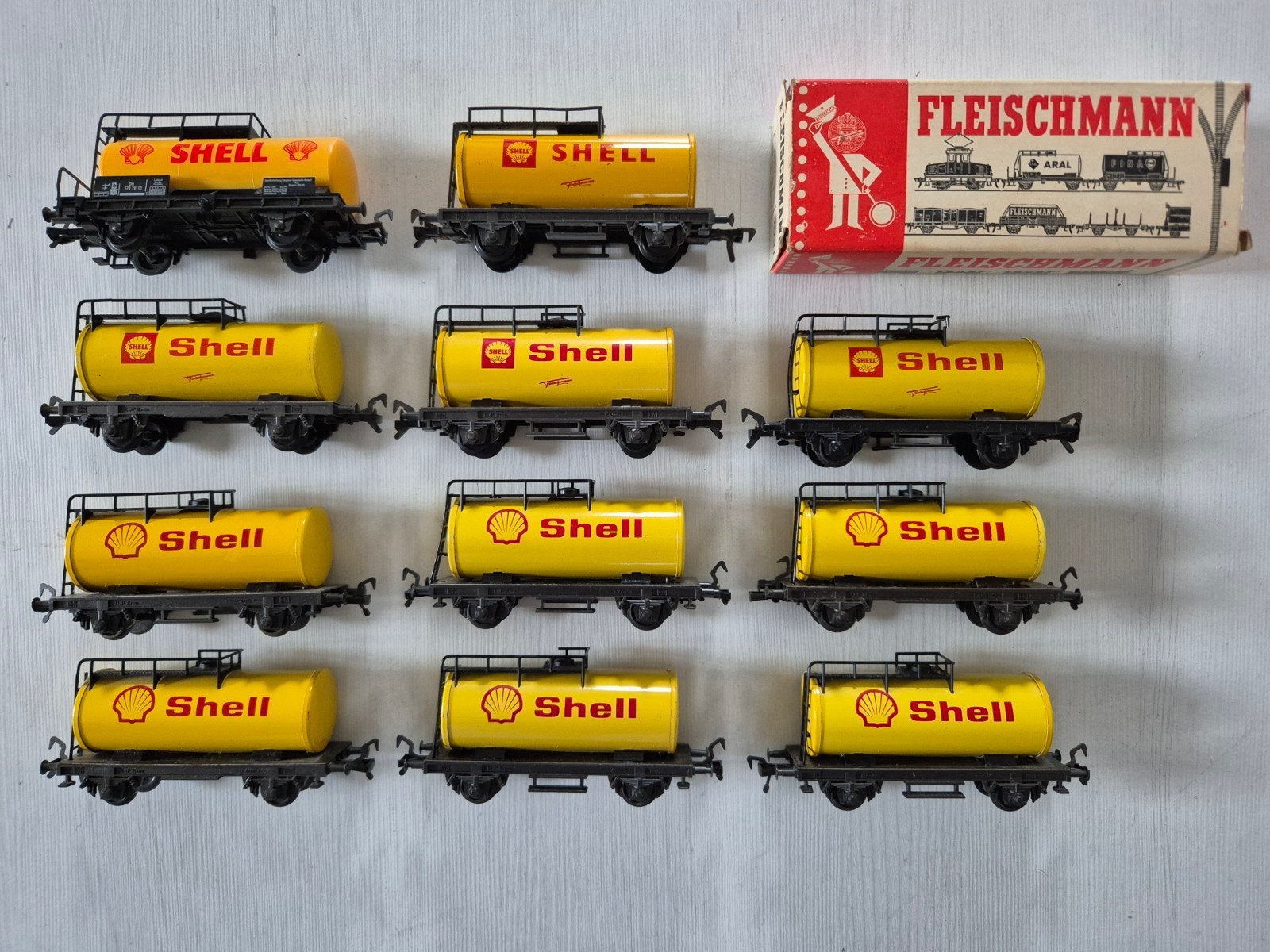 11 Fleischmann H0 Shell ketelwagons 5031, Gebruikt, Gelijkstroom, Fleischmann, Wagon