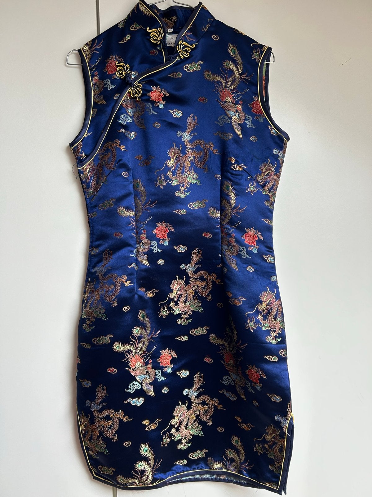 Chinees print jurkje maat M met asymmetrische sluiting, Kleding | Dames, Maat 38/40 (M), Blauw, Ophalen of Verzenden, Zo goed als nieuw