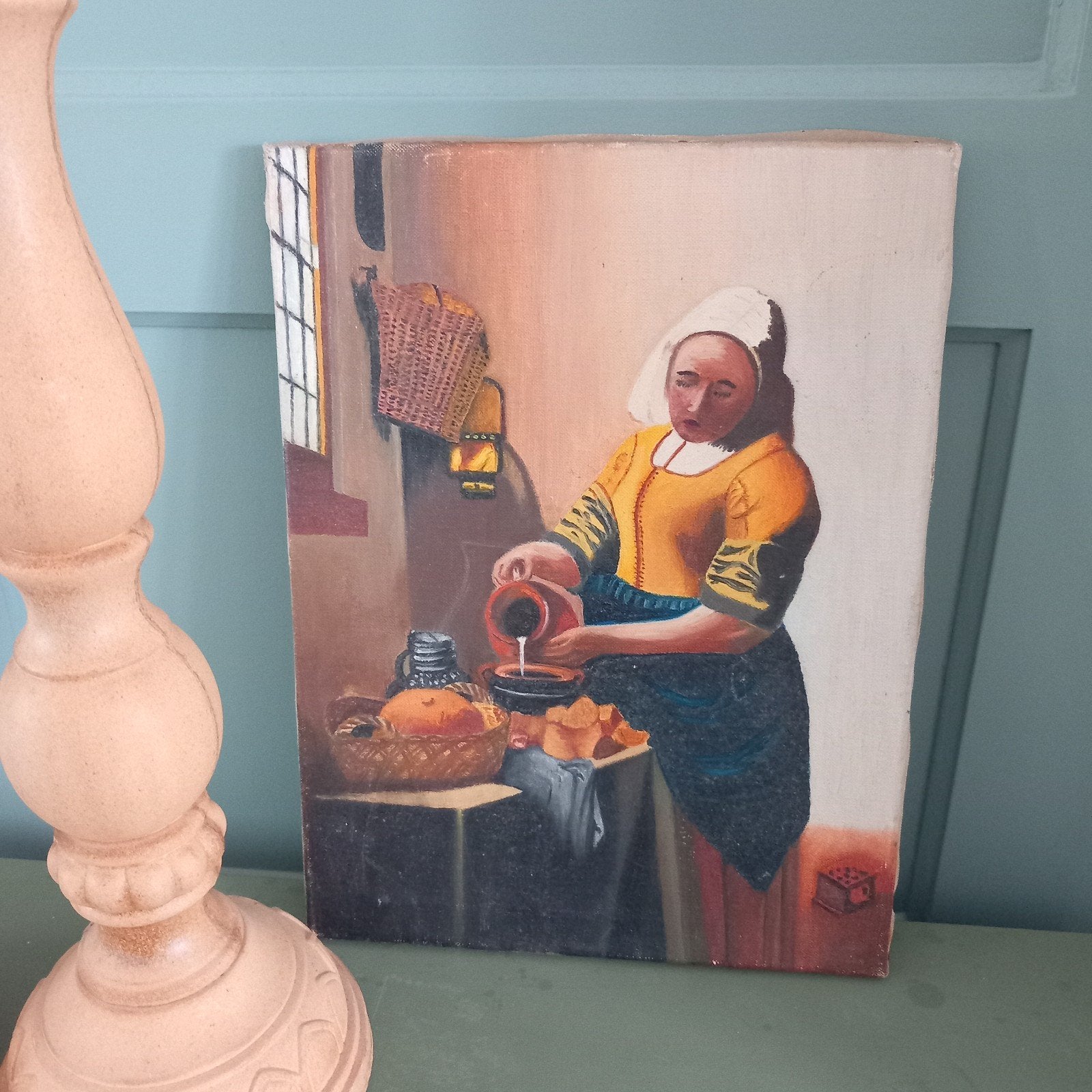 Handgeschilderd schilderij Melkmeisje, Ophalen of Verzenden