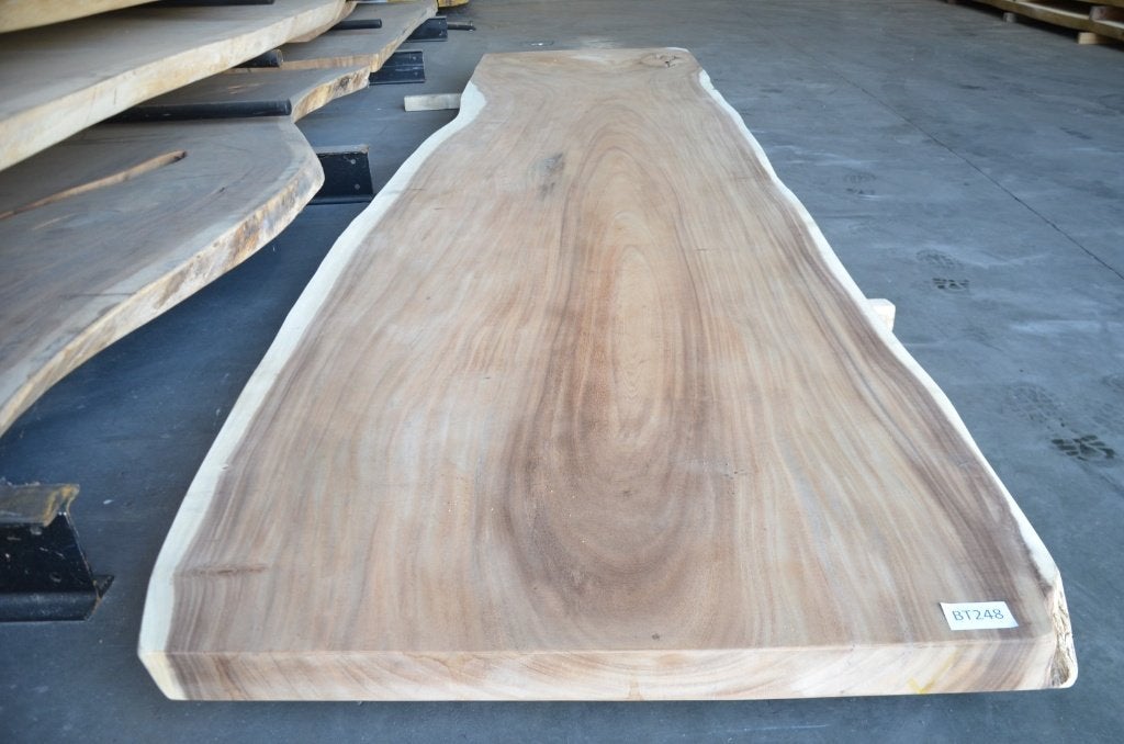 Boomstamtafel 400 cm suar -BT 248- 4 meter boomstamtafel, Overige houtsoorten, 100 tot 150 cm, Ophalen of Verzenden, Rechthoekig