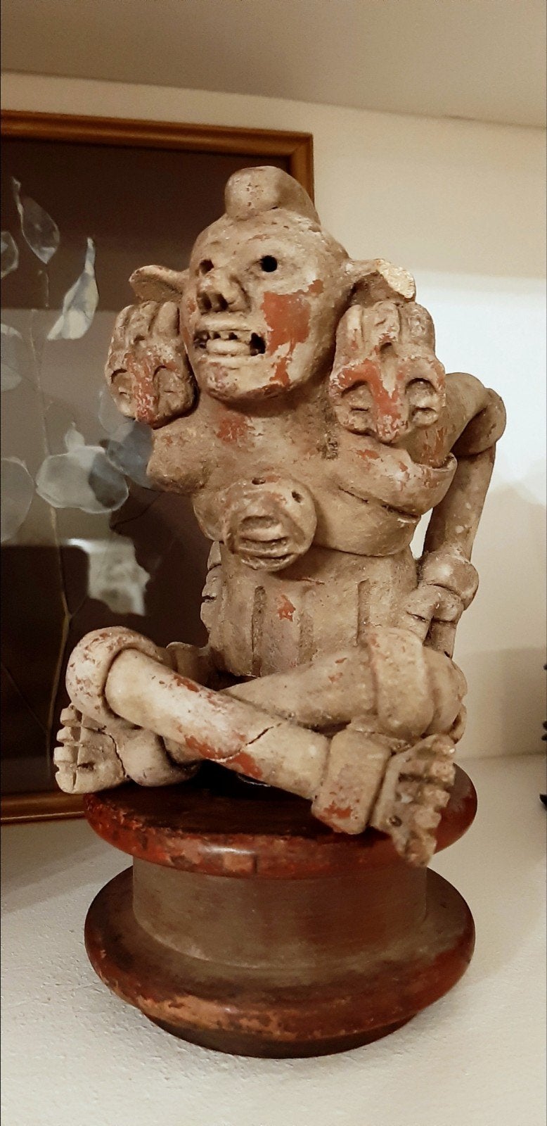 Antiek Mexicaans Terracotta Beeldje, Steen/keramiek, Handgemaakt, Ophalen of Verzenden, Beeld