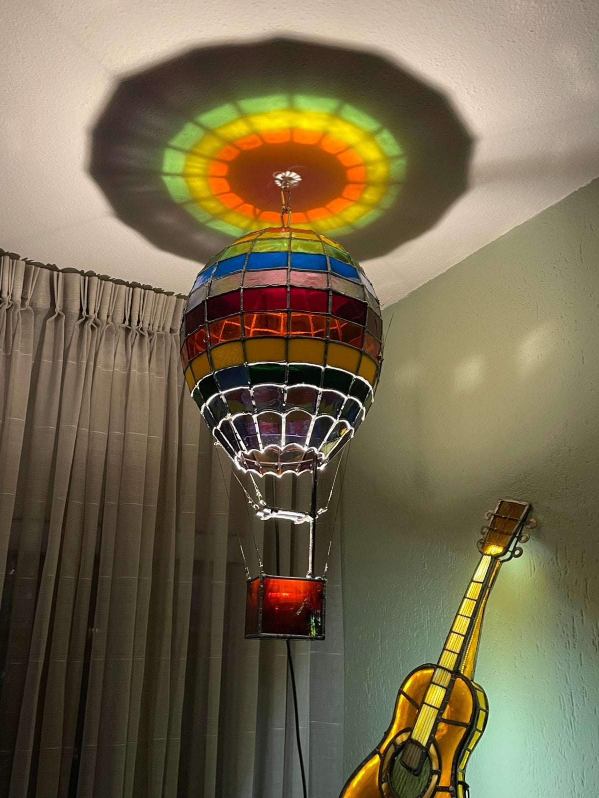 Luchtballon /lamp glas in lood