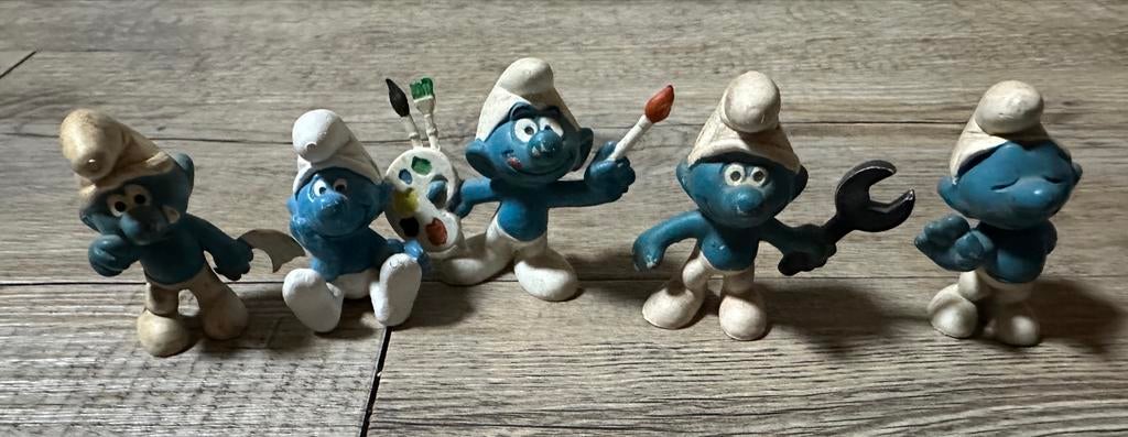Vintage Smurfen jaren '70 en '80 - Set van 5, Verzamelen, Ophalen of Verzenden, Gebruikt, Verschillende Smurfen, Poppetje, Figuurtje of Knuffel
