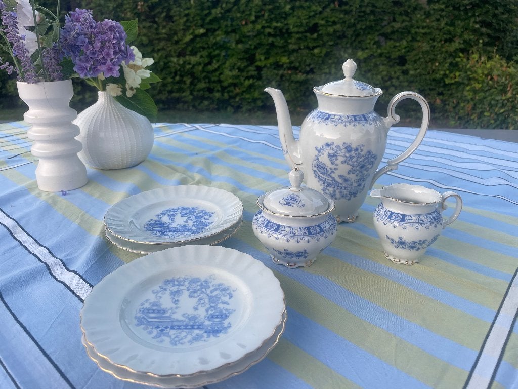 Seltmann Weiden Teresia blauw, theepot, melkkan, suikerpot, Gebruikt, Overige merken, Overige typen, Ophalen of Verzenden