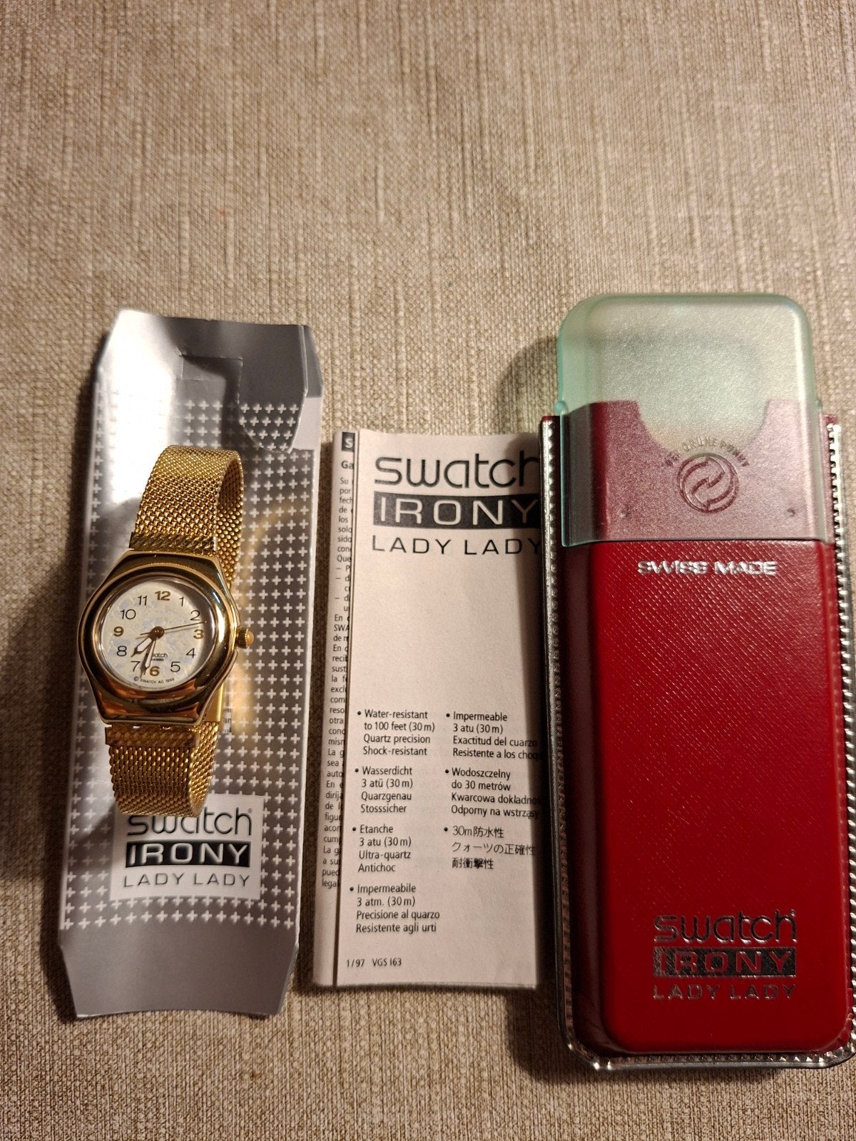 Swatch Irony Lady lady Polshorloge Goudkleurig, Sieraden, Tassen en Uiterlijk, Staal, Gebruikt, Staal, Polshorloge