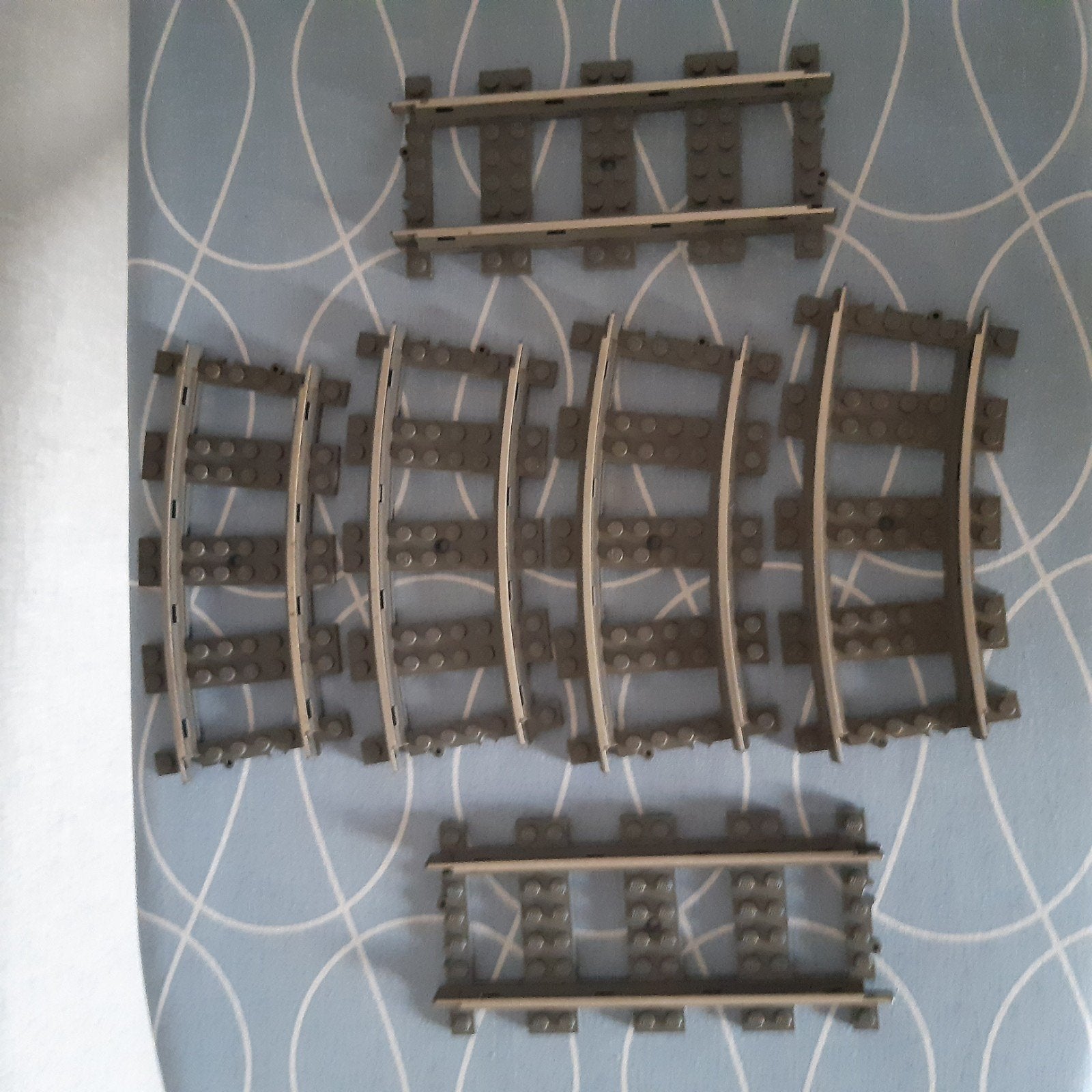 Lego 9 volt treinrails - rechte en gebogen stukken, Gebruikt, Overige thema's, Lego, Accessoire