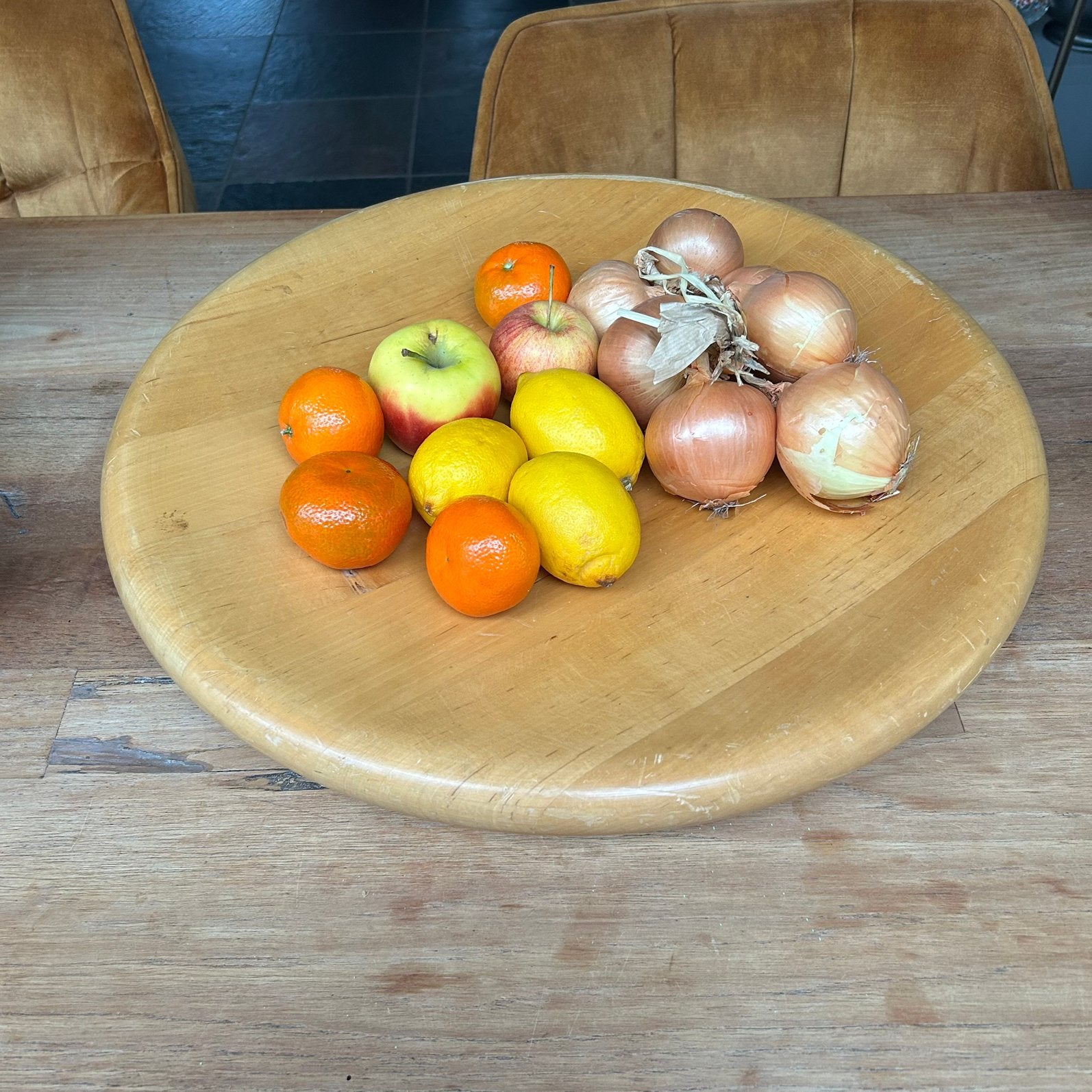 Fruitschaal hout XXXL Ø 48 cm, Gebruikt, Schaal, Ophalen of Verzenden, Onbekend