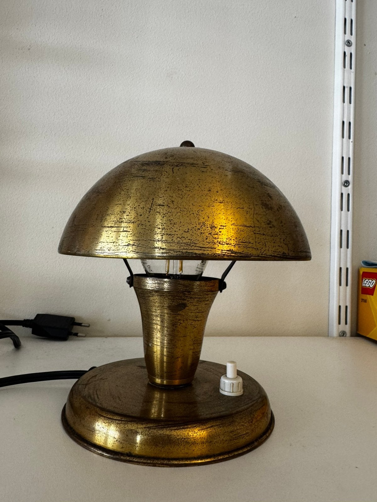 Messing lamp Bauhaus design, Overige materialen, Bureaulamp, Art deco, Hou