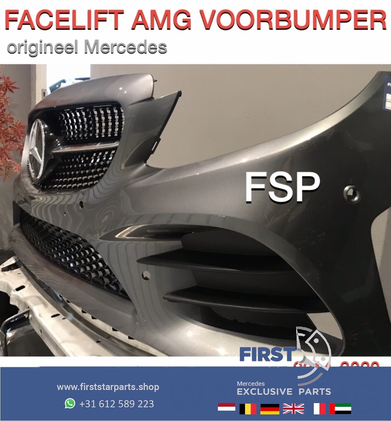 W205 C205 43 AMG BUMPER COMPLEET Mercedes C Klasse 43 ORIGIN, Auto-onderdelen, Gebruikt, -, Voor, Ophalen of Verzenden