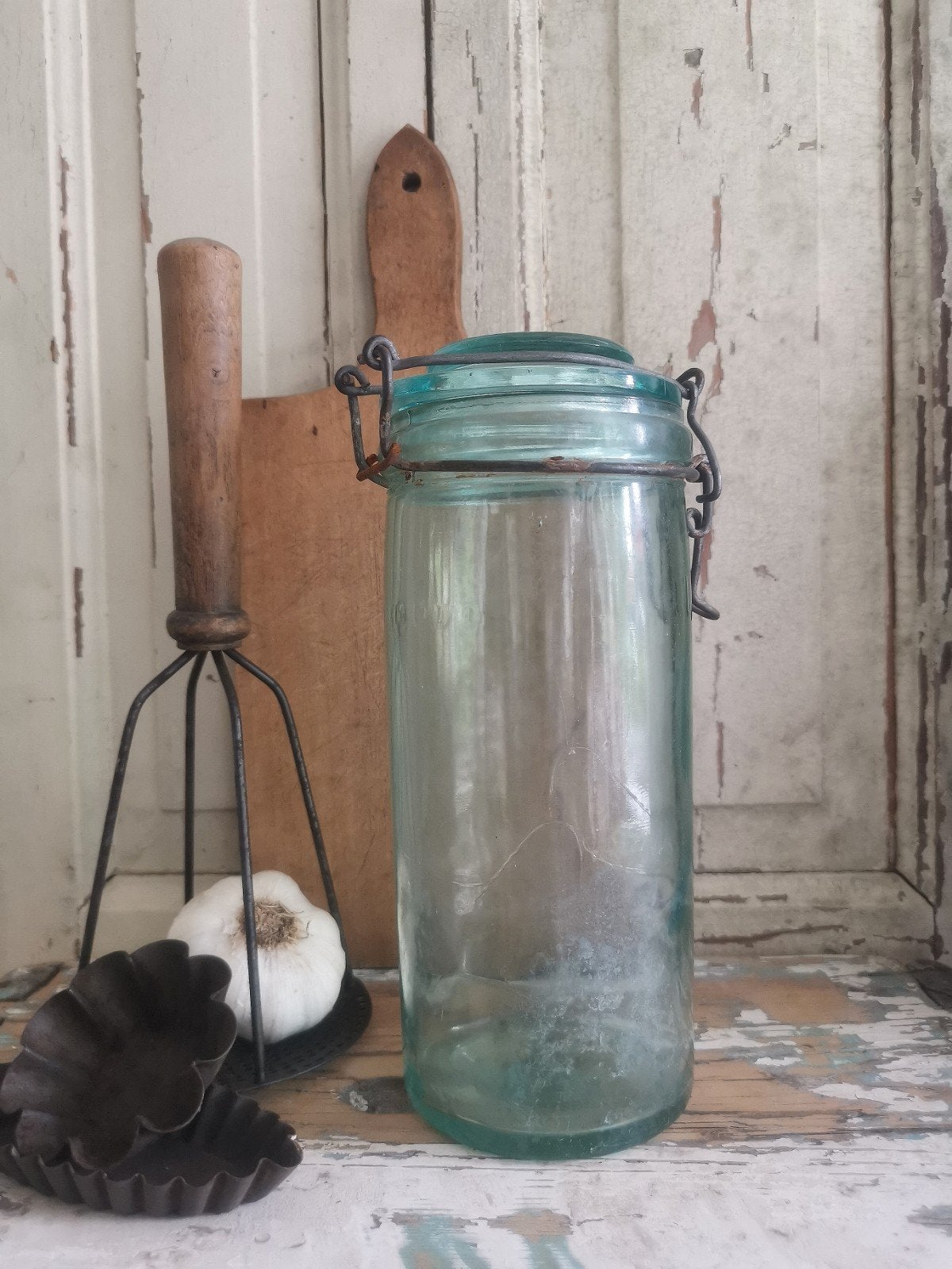 Oude glazen weck pot Brevette, Ophalen of Verzenden