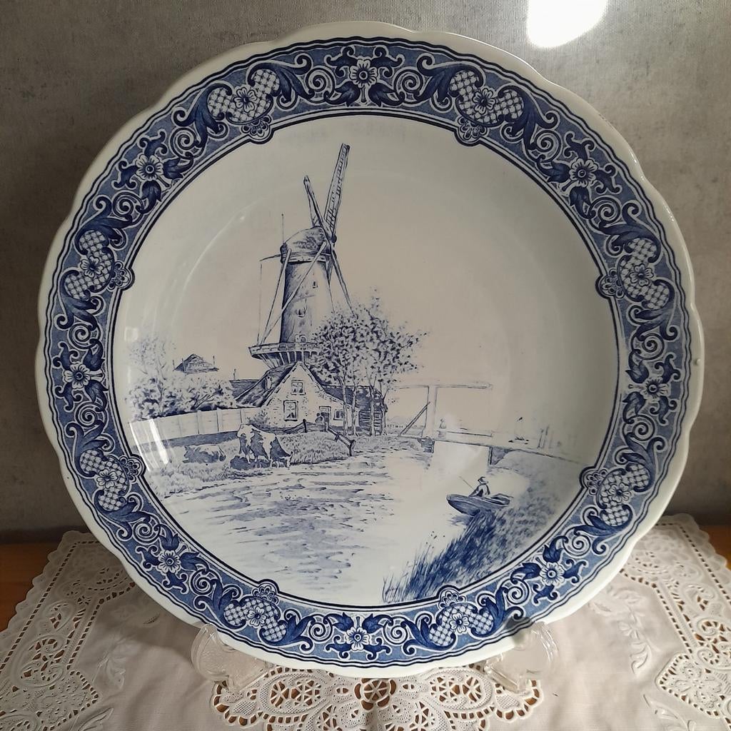 Delfts blauw wandbord Royal Sphinx Petrus Regout diam 31 cm, Antiek en Kunst, Antiek | Wandborden en Tegels, Ophalen of Verzenden