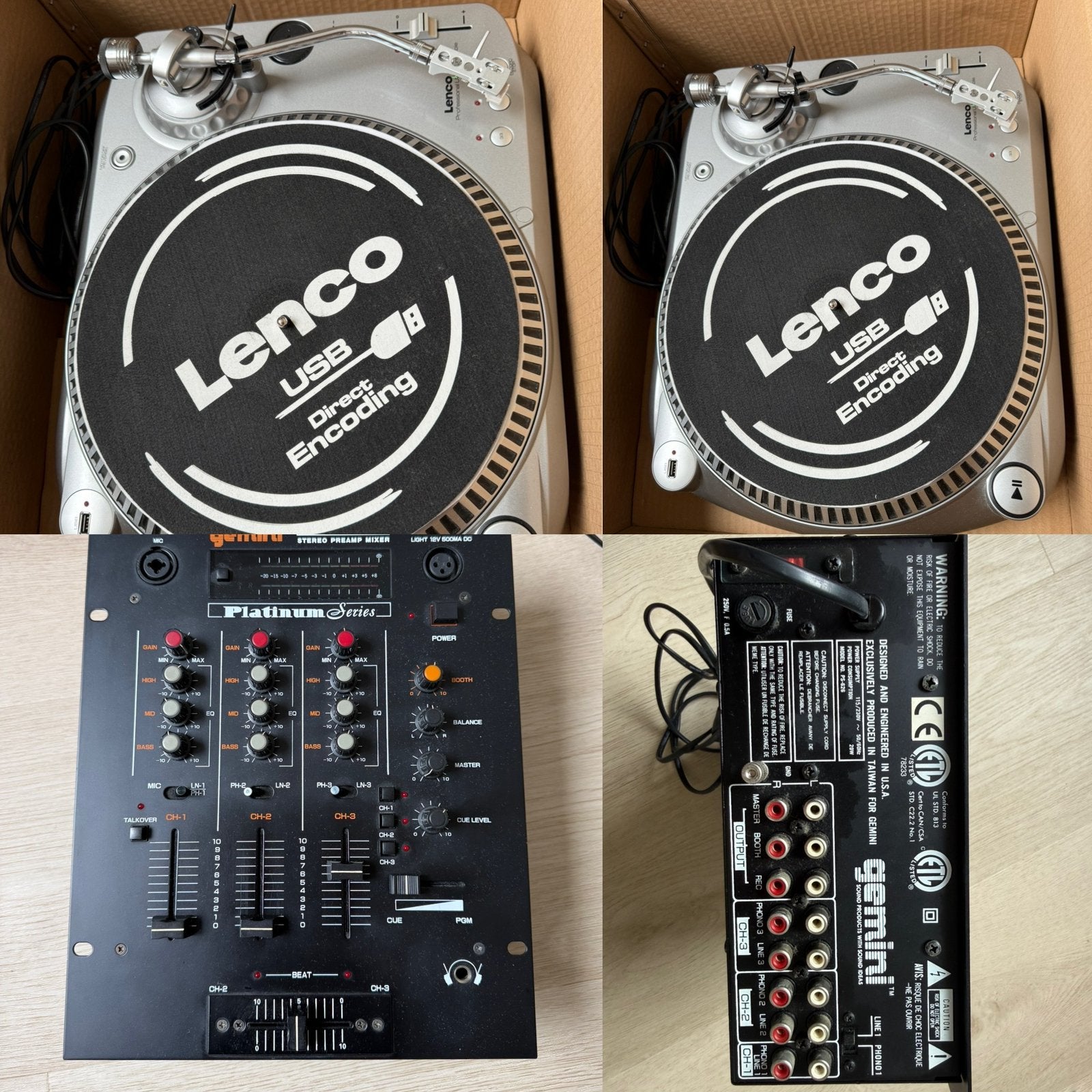 Lenco L-80 USB Draaitafels (2 stuks) met Gemini PS-626 Mixer, Ophalen, Gebruikt, Dj-set, Overige merken