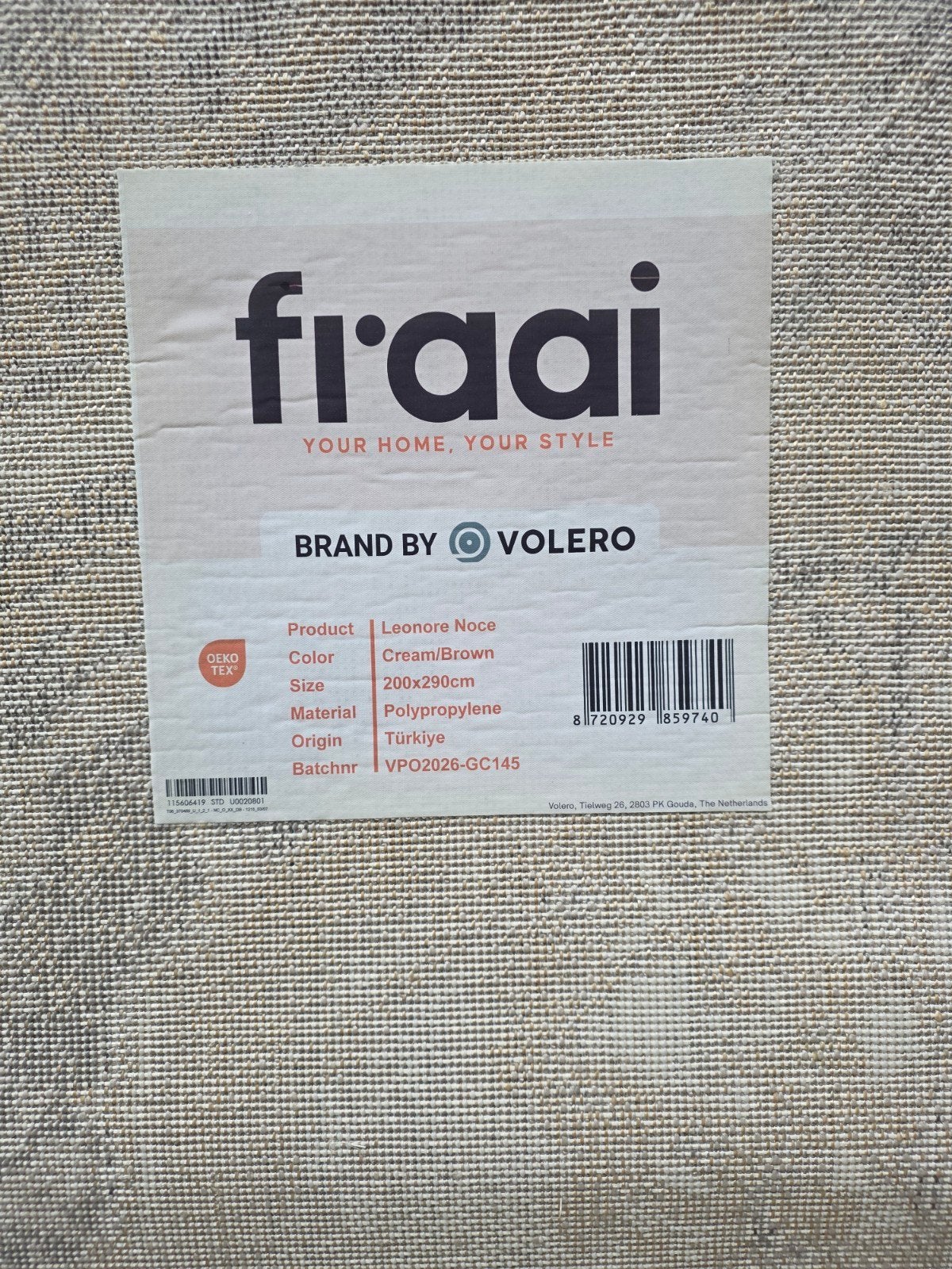 Fraai Leonore Noce Vloerkleed - Crème/Bruin, 200x290cm, Huis en Inrichting, Stoffering | Tapijten en Kleden, Ophalen, 200 cm of meer
