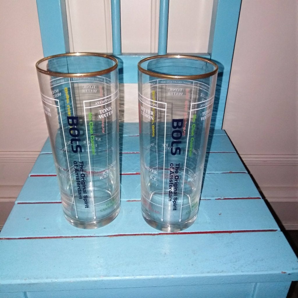 Bols glazen The Original Spirit of Amsterdam 2 stuks, Ophalen, Glas of Glazen, Gebruikt, Glas